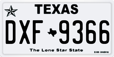 TX license plate DXF9366