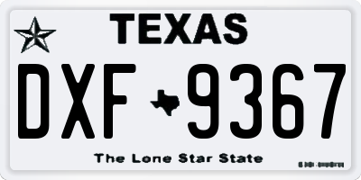 TX license plate DXF9367