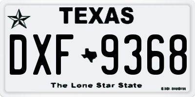 TX license plate DXF9368