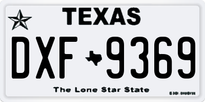TX license plate DXF9369