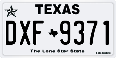 TX license plate DXF9371