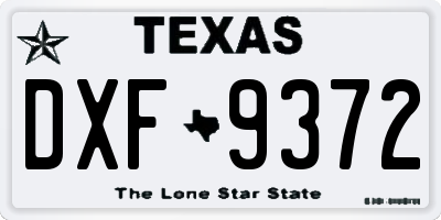 TX license plate DXF9372