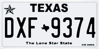 TX license plate DXF9374