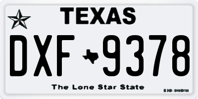 TX license plate DXF9378