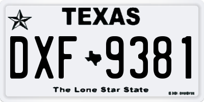 TX license plate DXF9381