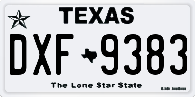 TX license plate DXF9383