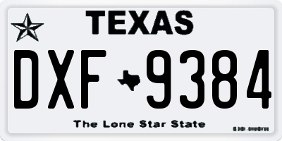 TX license plate DXF9384