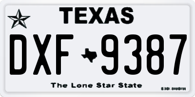 TX license plate DXF9387