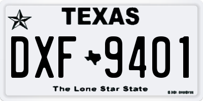 TX license plate DXF9401