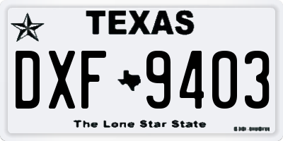 TX license plate DXF9403
