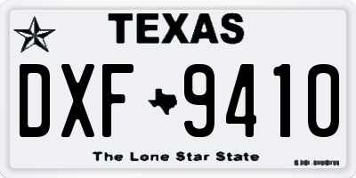 TX license plate DXF9410