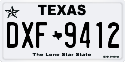 TX license plate DXF9412