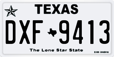TX license plate DXF9413
