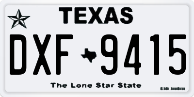 TX license plate DXF9415