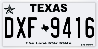 TX license plate DXF9416
