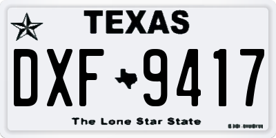 TX license plate DXF9417