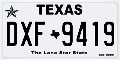 TX license plate DXF9419