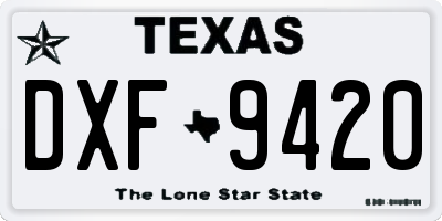 TX license plate DXF9420