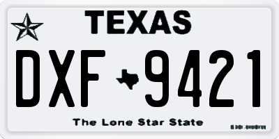 TX license plate DXF9421