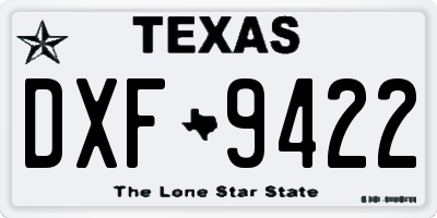 TX license plate DXF9422