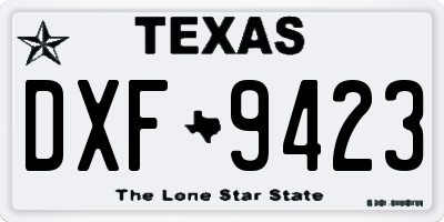TX license plate DXF9423