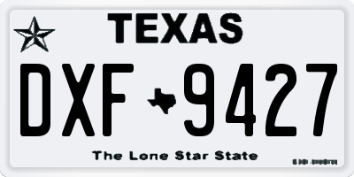 TX license plate DXF9427