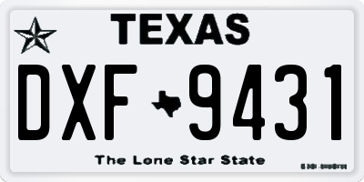 TX license plate DXF9431