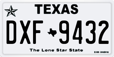 TX license plate DXF9432