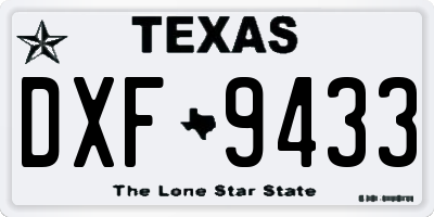 TX license plate DXF9433
