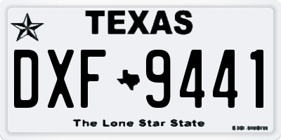 TX license plate DXF9441