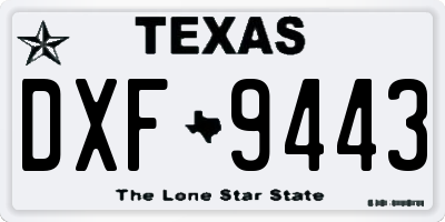 TX license plate DXF9443