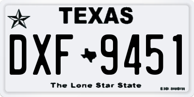 TX license plate DXF9451