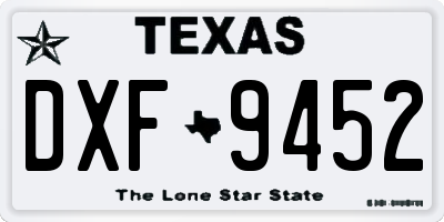 TX license plate DXF9452