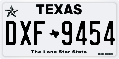 TX license plate DXF9454