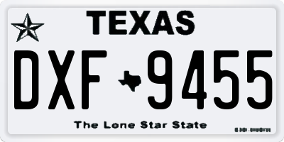 TX license plate DXF9455