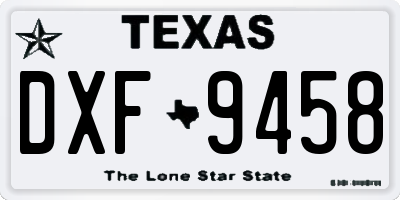 TX license plate DXF9458