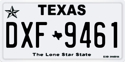 TX license plate DXF9461