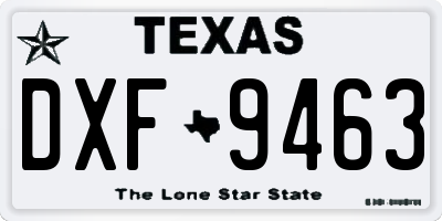 TX license plate DXF9463