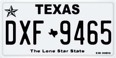 TX license plate DXF9465