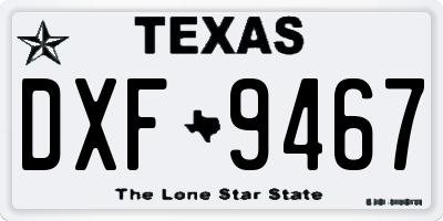 TX license plate DXF9467