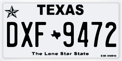 TX license plate DXF9472