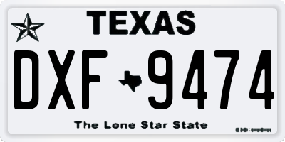 TX license plate DXF9474