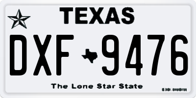 TX license plate DXF9476
