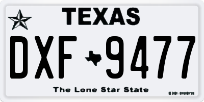 TX license plate DXF9477