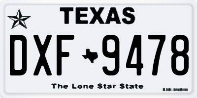 TX license plate DXF9478