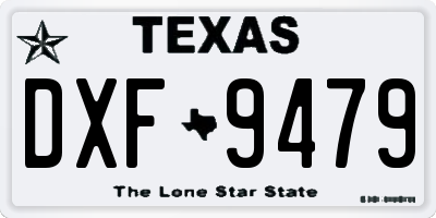 TX license plate DXF9479