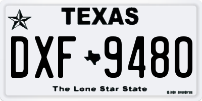TX license plate DXF9480