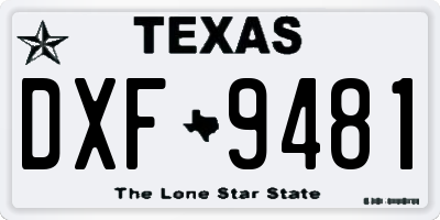TX license plate DXF9481