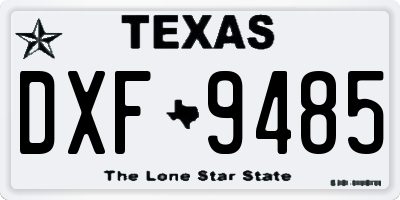 TX license plate DXF9485