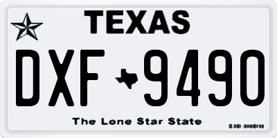 TX license plate DXF9490